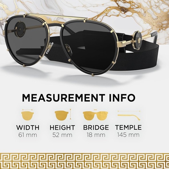 Versace Black & Gold Metal Aviator Sunglasses - Picture 5 of 7